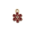 Red flower pendant with golden edges and red enamel finish for jewelry making - Flower Style (14770)