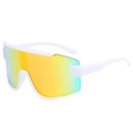 Kids sports cycling sunglasses with white frame and yellow green gradient reflective lenses - White Frame Orange Lens