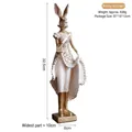 Elegant white and gold resin rabbit statue wearing a gown, height 32.5cm home decor - Formal Dress Female Rabbit