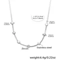 Collana in acciaio inossidabile argento con ciondoli a fiore in zircone e perline - Fiore a cinque petali color acciaio