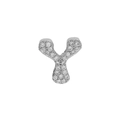 Silver 18k brass pendant with micro-pave letter Y charm and cubic zirconia - Silver Y