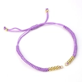 Adjustable purple braided Milan rope bracelet with gold beads and pull-string closure - Light Purple