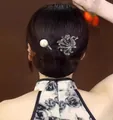 Ensemble de pinces à cheveux vintage avec perle et paon en strass pour chignons élégants - Cour du Paon Noir Fusil