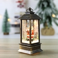Vintage bronze Christmas lantern with Santa figurines and dynamic swirling snow effect - Antique Bronze Square Water Santa