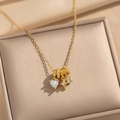 Elegant 18k gold plated necklace with heart and star zircon charms on a jewelry box - Gold White Zirconia Heart Circle Style (459)