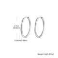 Polished silver stainless steel hoop earrings in 1.7cm diameter with size measurements - 1.6*17mm / Silver