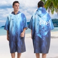 Men's hooded quick-dry surf poncho with manta ray print and zipper in dark blue - One Size / Zipper Style - Manta Ray
