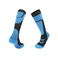 Blue and black merino wool ski socks with functional texture in a professional tall style - 8204 Black/Multicolor