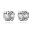 Iced out silver hip hop hoop earrings with micro-paved cubic zirconia stones - Platinum Hollow C-Shape