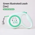 Muntgroene intrekbare hondenriem 3m met schattige kattenillustratie en gelukskat patroon - 3m / Groen