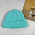 Knitted beanie hat in mint green color featuring a ribbed texture for autumn winter - One Size / Light Green