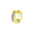 Gold plated stainless steel ear cuff with double row white zircon rhinestones side view - Gold