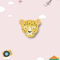 Cute cartoon leopard enamel brooch pin with yellow spots and gold-tone metal plating - Leopard