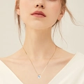 Classic 18k gold plated sterling silver necklace with a 3-prong round moissanite pendant - 8mm / Gold