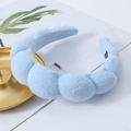 Puffy light blue sponge headband with thick fleece texture and non-slip inner lining - Light Blue (4# Sponge Headband)