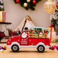 Red Christmas truck tin box with Santa graphics for candy storage and holiday gifting - Penguin Truck
