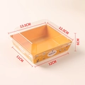Square sandwich packaging box with yellow patterns and clear lid for bakery pastries - Large Square Yellow Dog