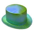 Green metallic top hat for magic shows and parties with shiny vertical texture - Adult (13cm Height, 58cm Circumference) / Metallic Green