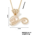 Gold butterfly pendant necklace with sparkling cubic zirconia on a minimalist chain - Butterfly Letter V Pendant Style (N00203J-H--V)