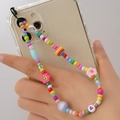 Bijou de téléphone en perles de résine avec fleur sourire et arc-en-ciel variant - ZSZC08-Style Smiley Violet Rose
