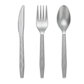 Set posate in plastica argentata con manico a rombi per feste a tema disco - Coltello In Plastica Argento / Articolo Singolo