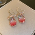 Boucles d'oreilles goutte dégradé rose avec pierres zircon colorées dorées - Rose