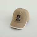 Khaki children's baseball cap with cute brown bear embroidery and white contrast brim - 50-54cm / Khaki