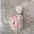 Pink suction cup wall toothbrush holder set with ripple texture cup and bow detail - 1 Cup (Pink) + Bowknot