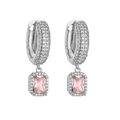 Funkelnde silberne Ohrhänger mit rosa Kristallen im Smaragdschliff und Mikro-Pavé - Silber Rosa Zirkonia