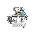 Enamel brooch featuring a sloth on Na and P element blocks with a nap pun theme - NAP Sloth Design (QHXZ884)