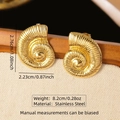 Golden seashell spiral studs in stainless steel, ocean-inspired fashion earrings for women - Gold Snail Shell Studs