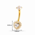 Golden heart navel ring with crystal zircon inlay and 0.85cm pendant dimensions - Heart Style (T2521-7#) / Gold