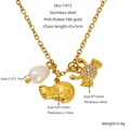 Bohemian gold stainless steel necklace with pearl, seashell, and crab charms - Crab Conch Pearl Style (1973)