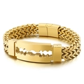Pulsera de hombre en acero de titanio con dije de cuchilla de afeitar chapada en oro - Estilo de Cuchilla de Afeitar Hueca / Dorado