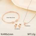 Elegante set di gioielli placcati in oro rosa 18K con orecchini e collana a goccia - Oro rosa
