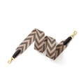 Bandoulière tissée large avec motif chevrons noir et beige et mousquetons en métal doré - Largeur 5cm Longueur 70cm / Sangle Noire Boucle Dorée