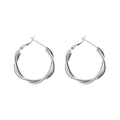 Orecchini a cerchio in argento ritorto con design a tre fili intrecciati su bianco - Argento (Perno per orecchini in argento sterling 925)