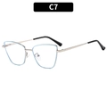 Montatura per occhiali cat-eye leggera in metallo azzurro e argento, modello C7 - C7-Blu e Argento