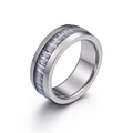 Gepolijste zilveren roestvrijstalen ring met een volledige cirkel baguette kristallen - US 6 / Zilveren Pavé Stijl (KR40306-K)