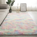 Plush rainbow tie-dye area rug for modern living room decor on bright wooden floor - Tie-dye Rainbow Colors (upgraded Version Thicker And Denser) / Custom Size (Contact Service)