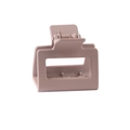 Detail view of square matte hair claw clip in dusty rose with internal comb structure - Purple Coffee
