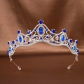 Silver bridal crown with deep blue crystals and rhinestones for weddings and parties - Silver Royal Blue