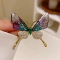 Detailed close-up of a butterfly brooch featuring purple enamel wings and green gemstone - #3/Purple Butterfly 3.5*3.5cm