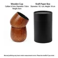 Dark brown carbonized wooden whiskey cup set with cylindrical kraft paper packaging box - 120ML / Charcoal Finish Belly Cup (With Black Gift Box)