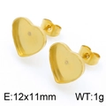 Base orecchini a cuore dorato in acciaio inossidabile per gioielli fai-da-te 12x11mm - 12x11mm(KLJ4213-Z) / Oro