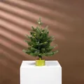 Miniature flocked Christmas tree with warm LED lights and a polished gold base - 30CM Original Green Gold Base (With LED)