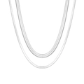 Conjunto de dos collares de cadena de serpiente plana en acero de titanio plateado - Color Acero