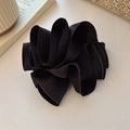 Barrette banane élégante en satin noir pour femme style queue de cheval haute chic - Noir