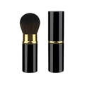 Portable retractable makeup brush with black handle and gold ring for travel - Small Black Gold No Logo