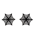 Macro shot of minimalist black spider web stud earrings for gothic jewelry styles - Spider Web / Black